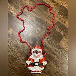 🎅🏽🎄VINTAGE SANTA CROSSBODY COIN PURSE ZIPPER SEQUINS CHRISTMAS